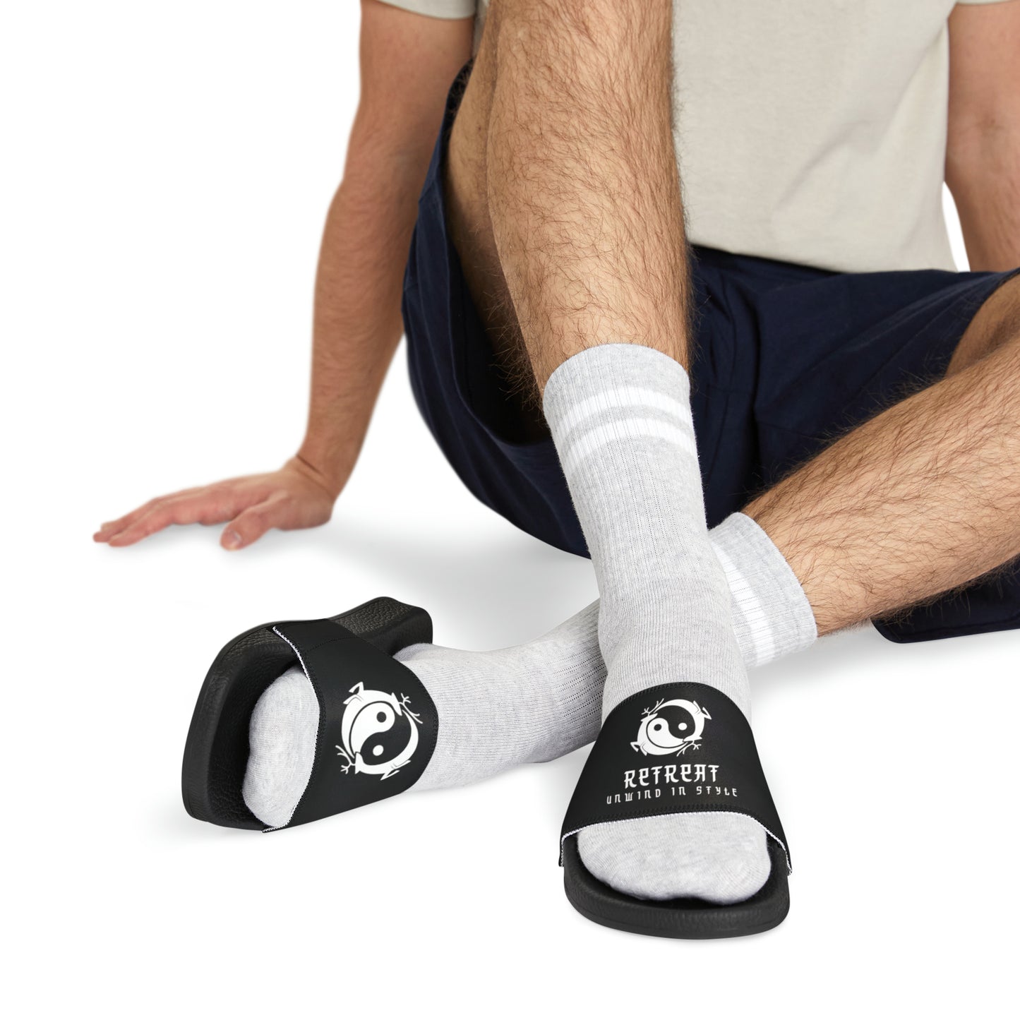 Men's PU Slide Sandals Branded Retreat