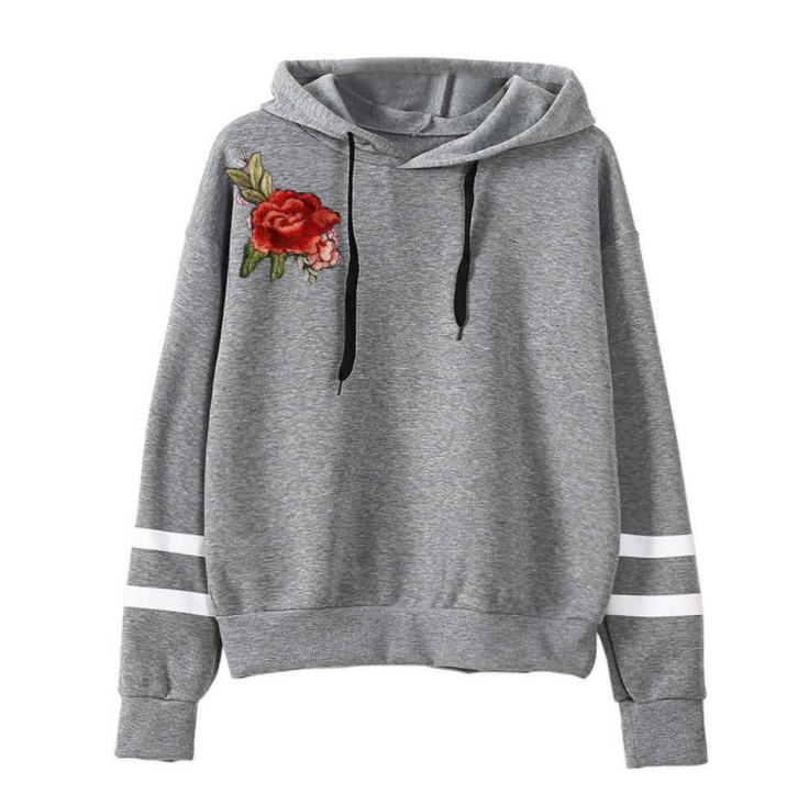 Applique Long Sleeve Hoodie Sw White Hoodie S