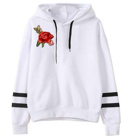 Applique Long Sleeve Hoodie Sw White Hoodie S