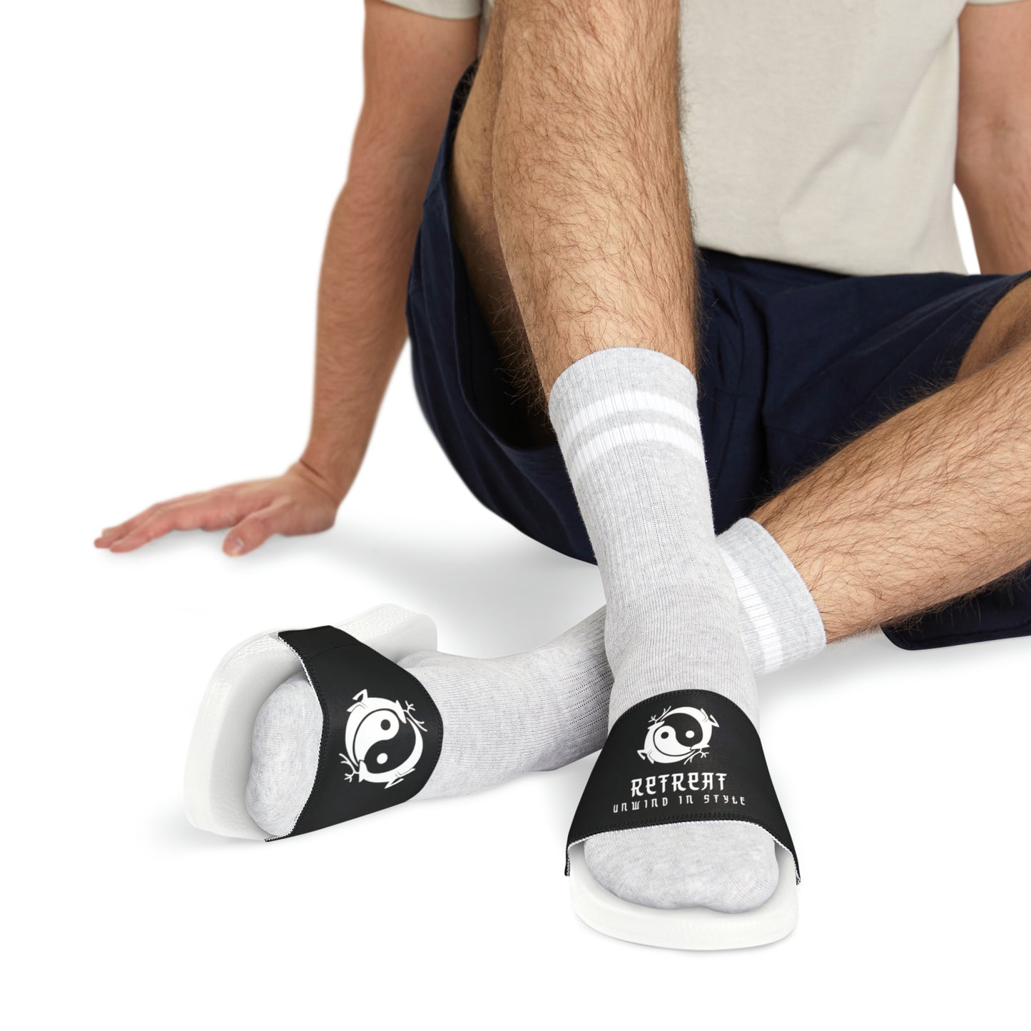 Men's PU Slide Sandals Branded Retreat
