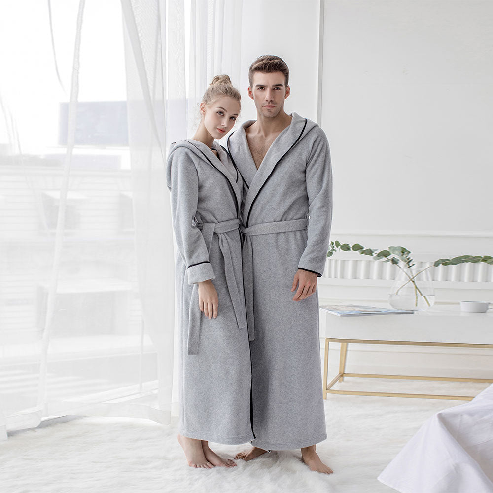 Men's And Women's Long Hooded Bathrobes Can Be Worn As Home Clothes
