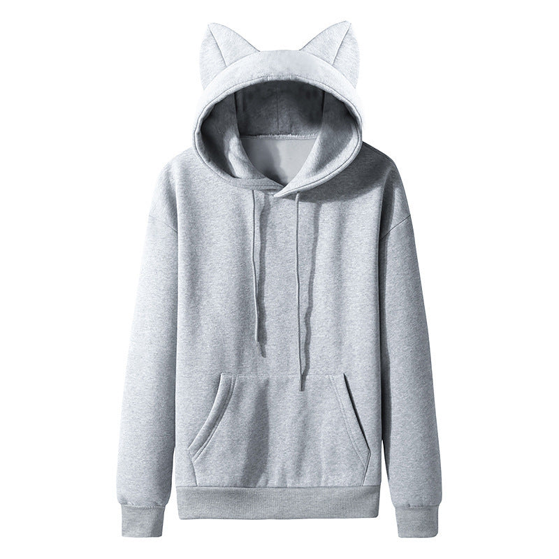 Women's Cat Ear Design Hooded Fleece Couple Sweater Hoodie