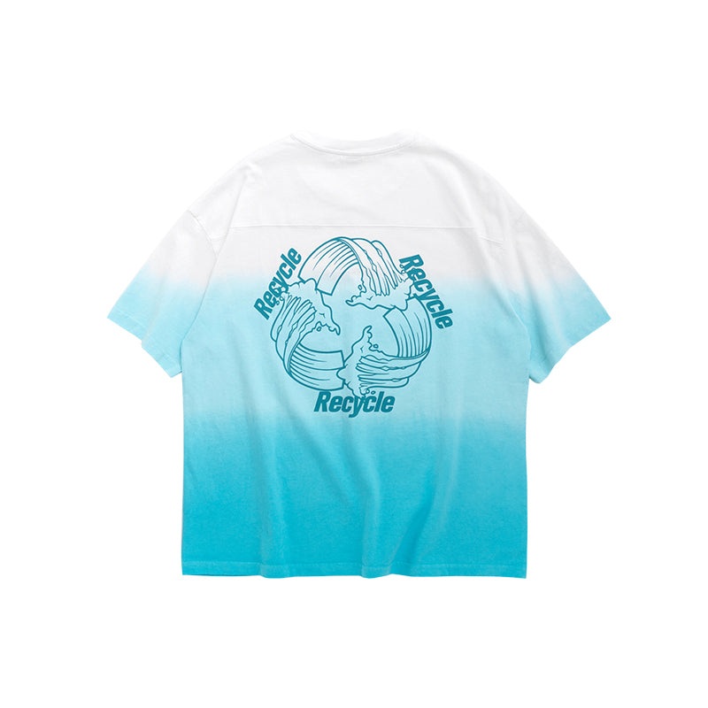 Personalized gradient tie-dye T-shirt tide brand loose top