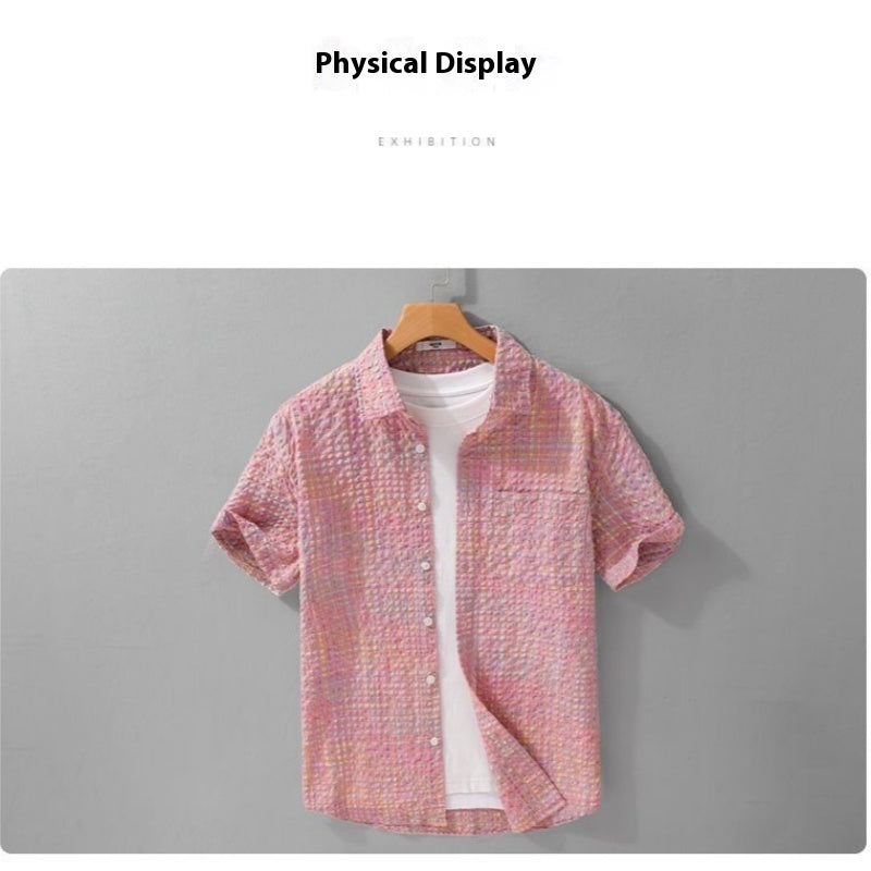 Thin Shirt Plaid Men Clothing