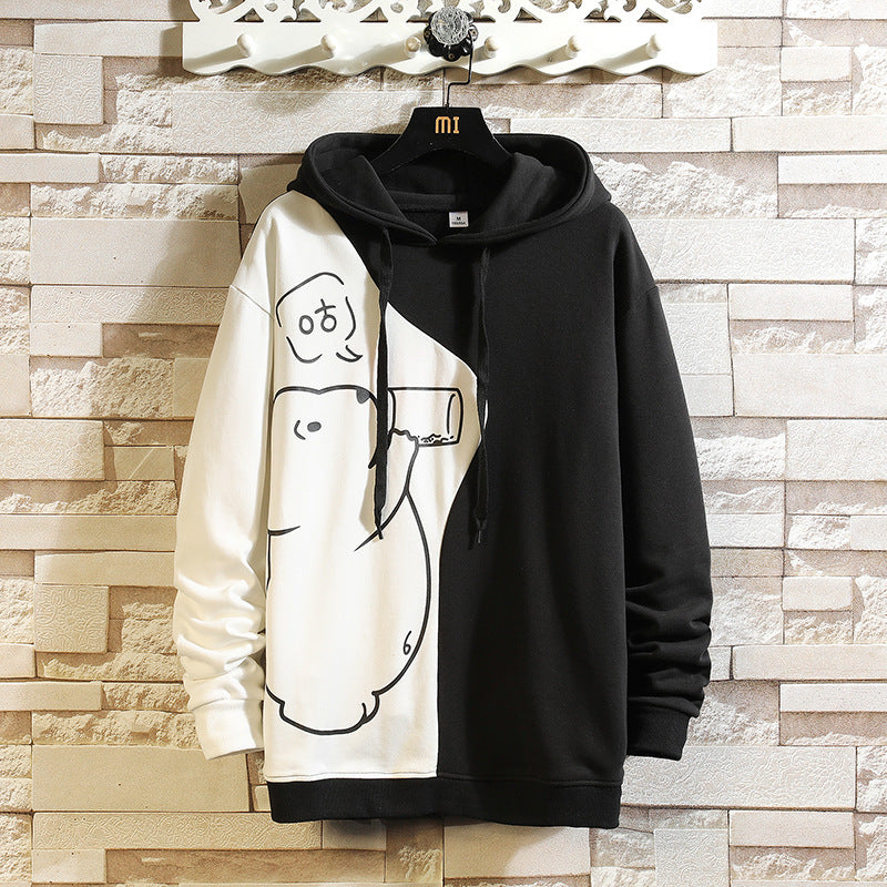 Men's Hoodie Loose Large Size Color Matching Bear Hooded Jacket