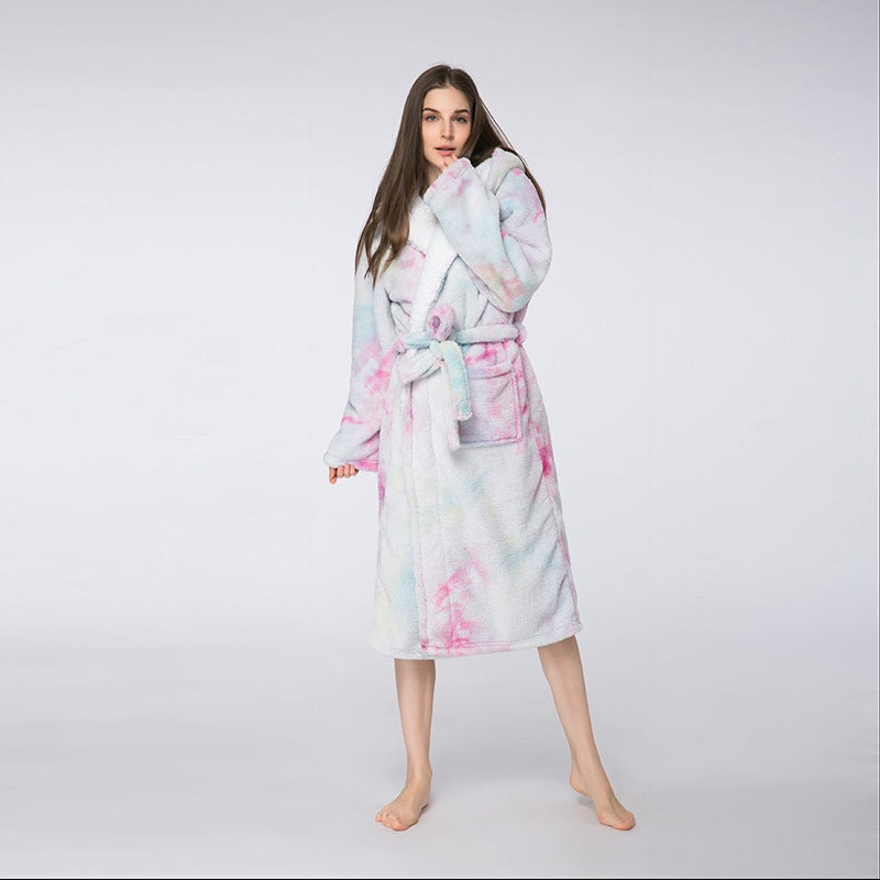 Robe Ladies Pajamas Couples Home Tie-Dye Bathrobes