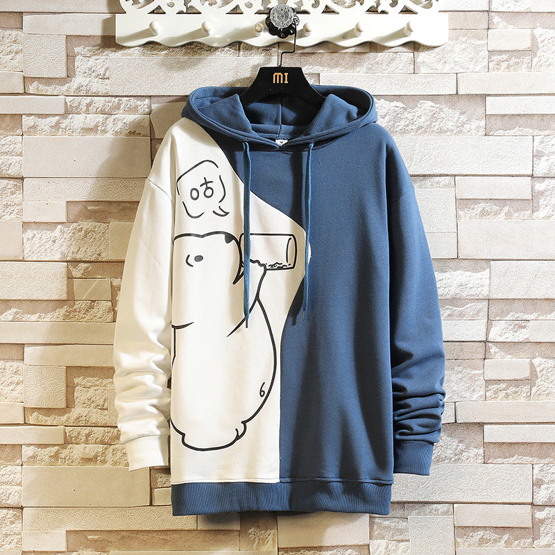 Men's Hoodie Loose Large Size Color Matching Bear Hooded Jacket