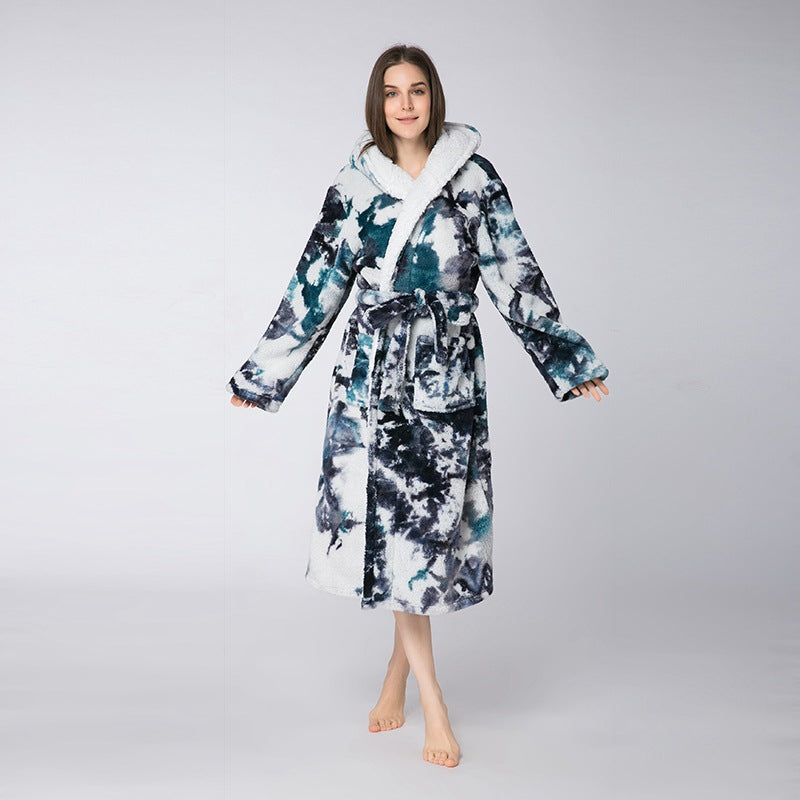 Robe Ladies Pajamas Couples Home Tie-Dye Bathrobes