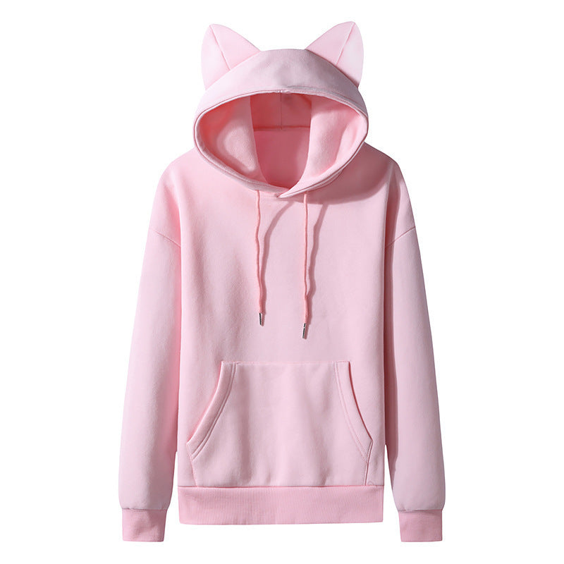 Women's Cat Ear Design Hooded Fleece Couple Sweater Hoodie