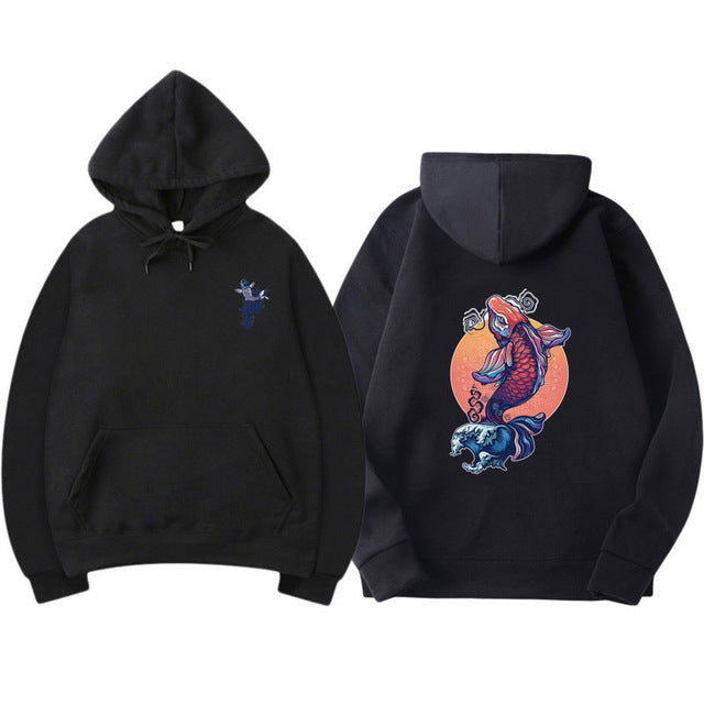 Carp print hoodie