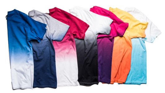 Drop-dyed gradient round neck cotton T-shirt