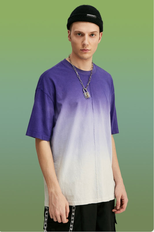 Personalized gradient tie-dye T-shirt tide brand loose top