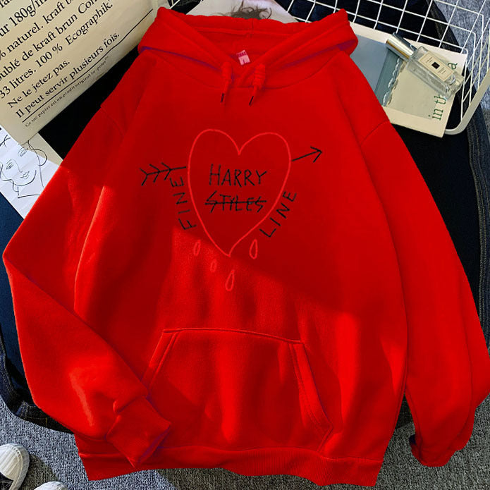 Candy Color Sweatshirt Black Harry Styles Print Hoodie