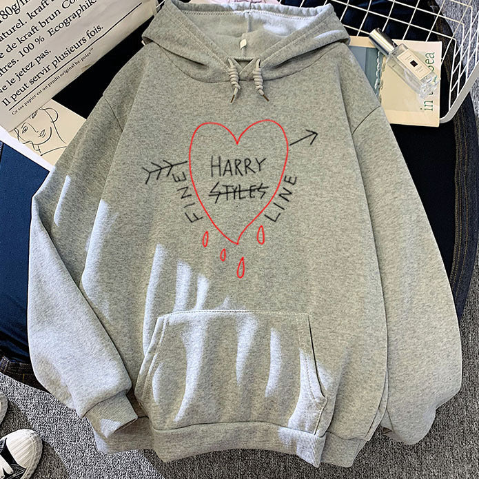 Candy Color Sweatshirt Black Harry Styles Print Hoodie