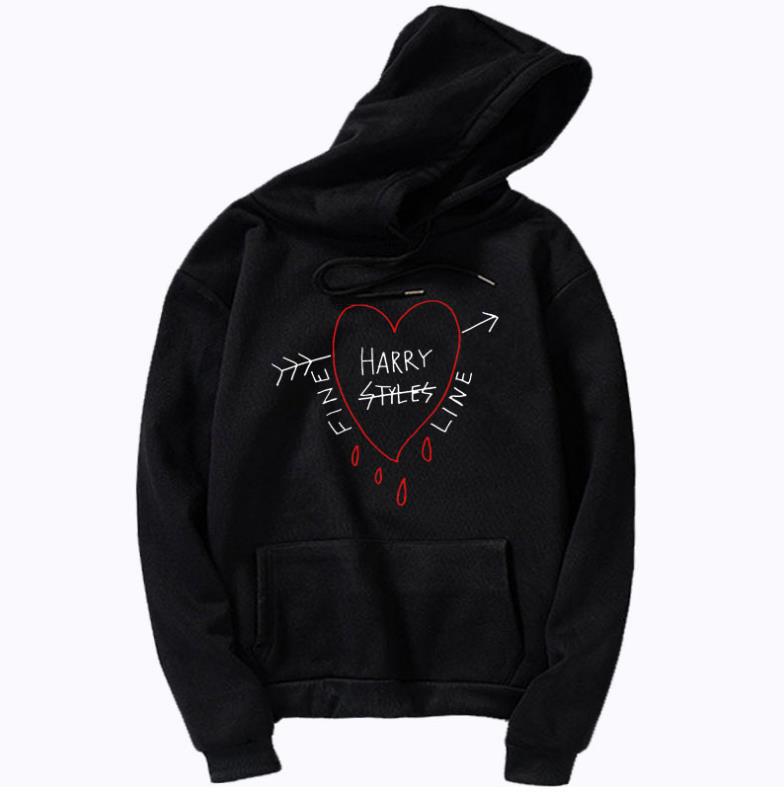 Candy Color Sweatshirt Black Harry Styles Print Hoodie
