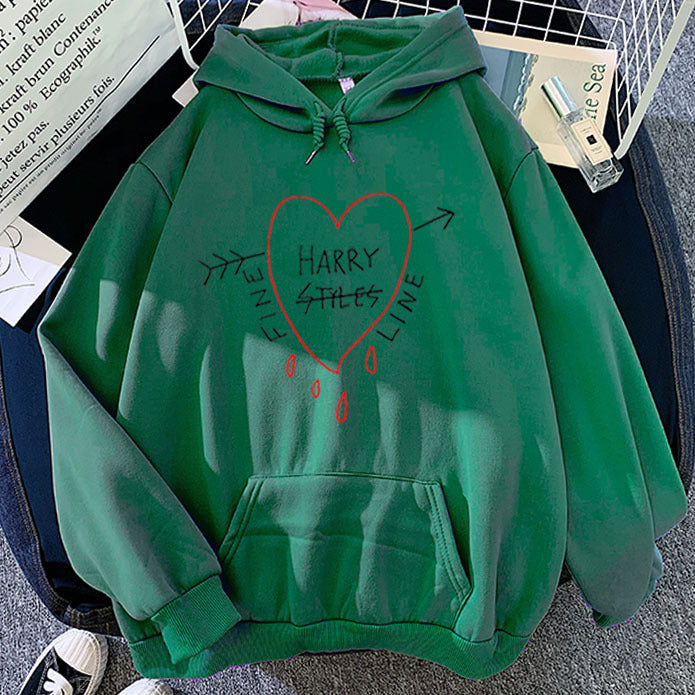 Candy Color Sweatshirt Black Harry Styles Print Hoodie