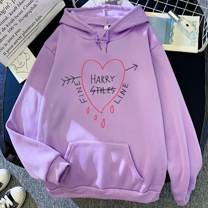 Candy Color Sweatshirt Black Harry Styles Print Hoodie