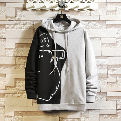 Men's Hoodie Loose Large Size Color Matching Bear Hooded Jacket