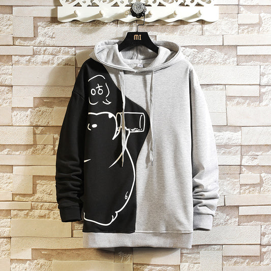 Men's Hoodie Loose Large Size Color Matching Bear Hooded Jacket