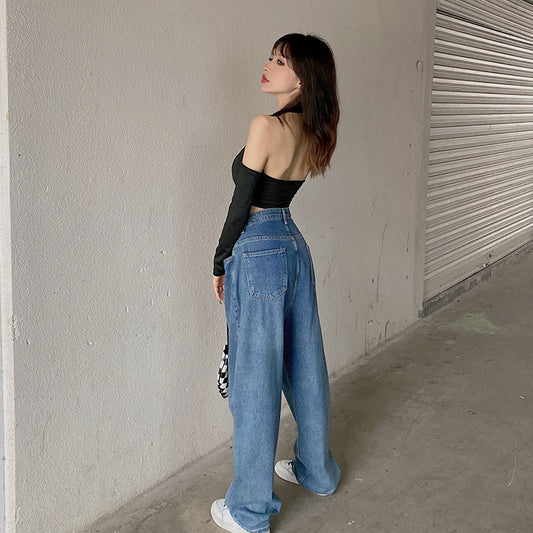 Sexy Slim Solid Color Round Leader Set Halter Halter Long Sleeve T-shirt Woman