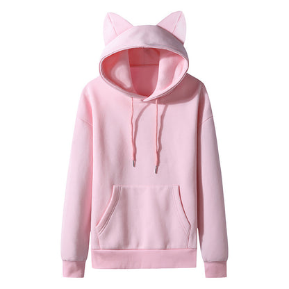 Women's Cat Ear Design Hooded Fleece Couple Sweater Hoodie