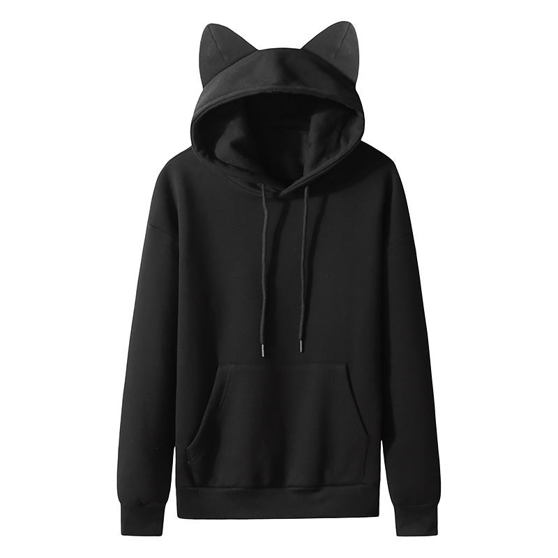 Women's Cat Ear Design Hooded Fleece Couple Sweater Hoodie