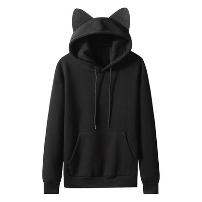 Women's Cat Ear Design Hooded Fleece Couple Sweater Hoodie