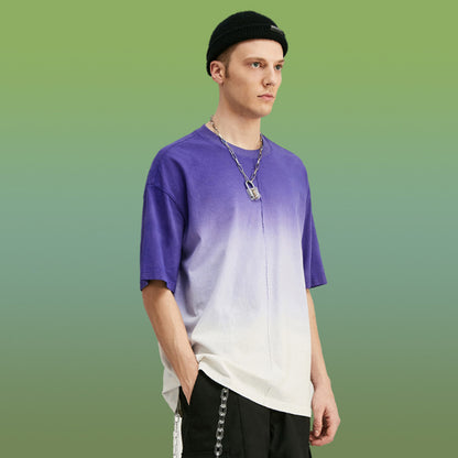 Personalized gradient tie-dye T-shirt tide brand loose top