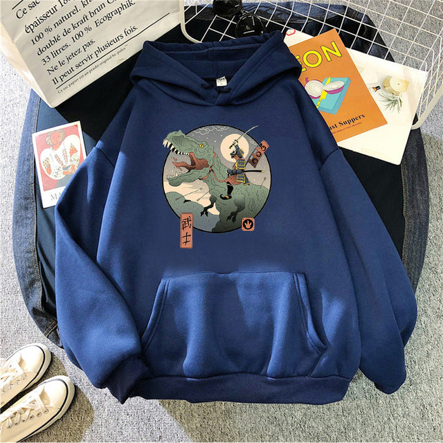 Men's Trend Japanese Retro Print Hoodie Fleece Hooded