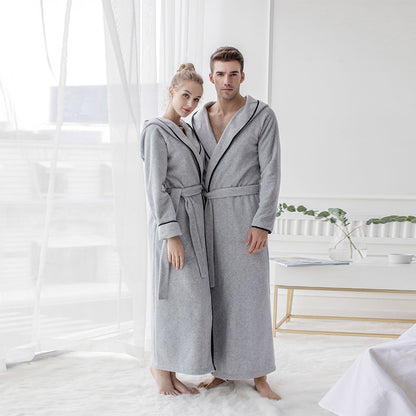 Men's And Women's Long Hooded Bathrobes Can Be Worn As Home Clothes