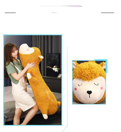 Lovely Alpaca Plush Toy Doll On The Bed