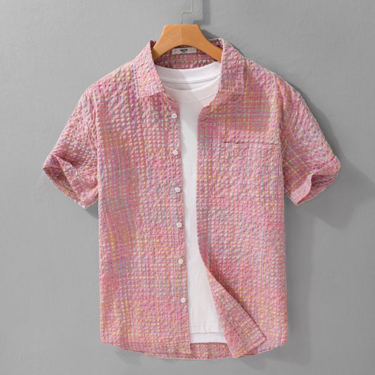 Thin Shirt Plaid Men Clothing