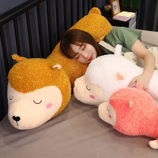 Lovely Alpaca Plush Toy Doll On The Bed
