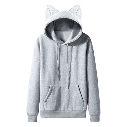 Women's Cat Ear Design Hooded Fleece Couple Sweater Hoodie