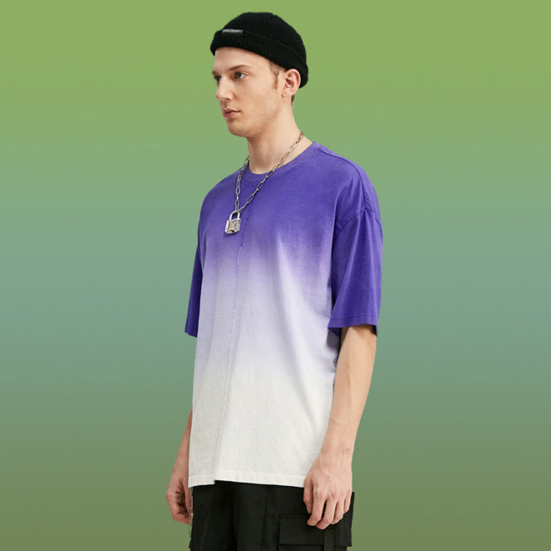 Personalized gradient tie-dye T-shirt tide brand loose top