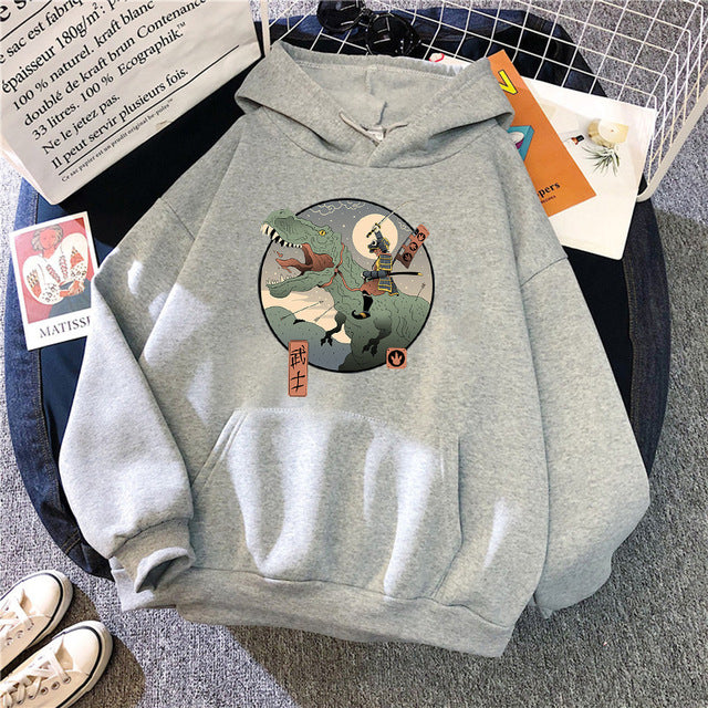 Men's Trend Japanese Retro Print Hoodie Fleece Hooded