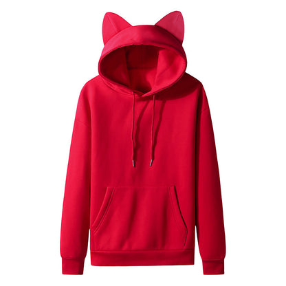 Women's Cat Ear Design Hooded Fleece Couple Sweater Hoodie