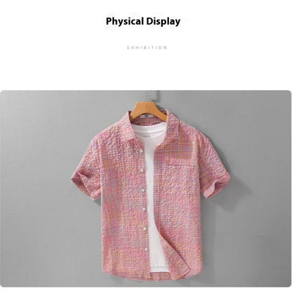 Thin Shirt Plaid Men Clothing