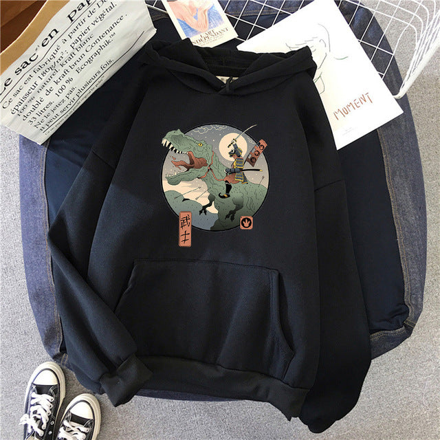 Men's Trend Japanese Retro Print Hoodie Fleece Hooded