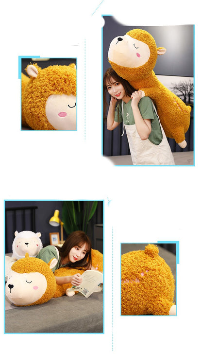 Lovely Alpaca Plush Toy Doll On The Bed
