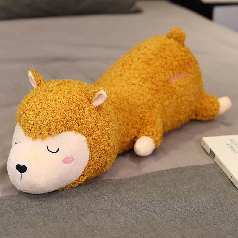 Lovely Alpaca Plush Toy Doll On The Bed