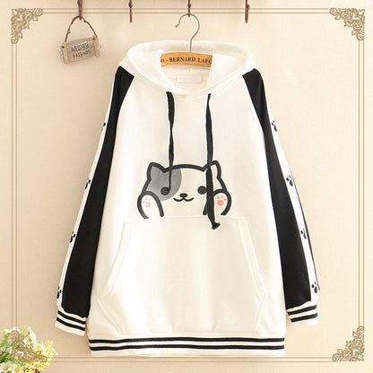 New Cute Cat Print Thin Student Hoodie