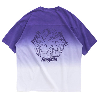 Personalized gradient tie-dye T-shirt tide brand loose top