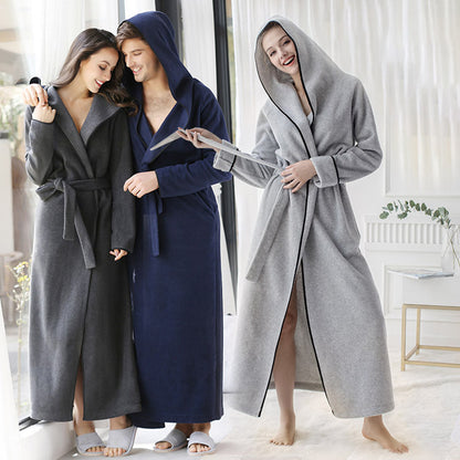 Men's And Women's Long Hooded Bathrobes Can Be Worn As Home Clothes