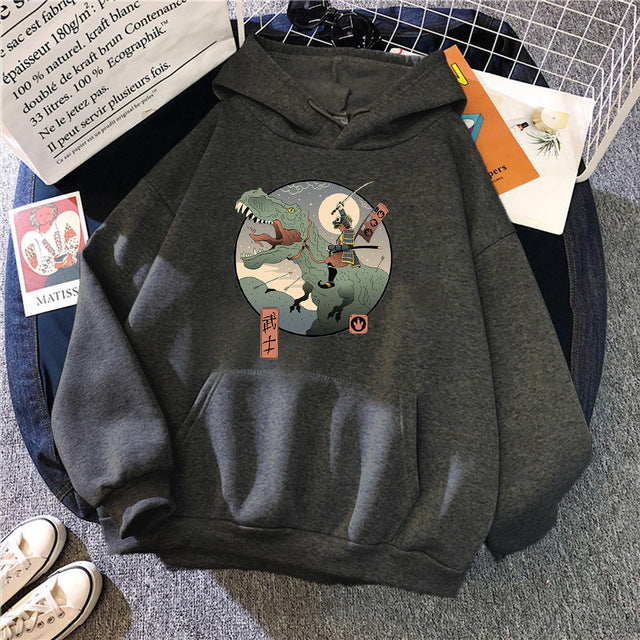 Men's Trend Japanese Retro Print Hoodie Fleece Hooded